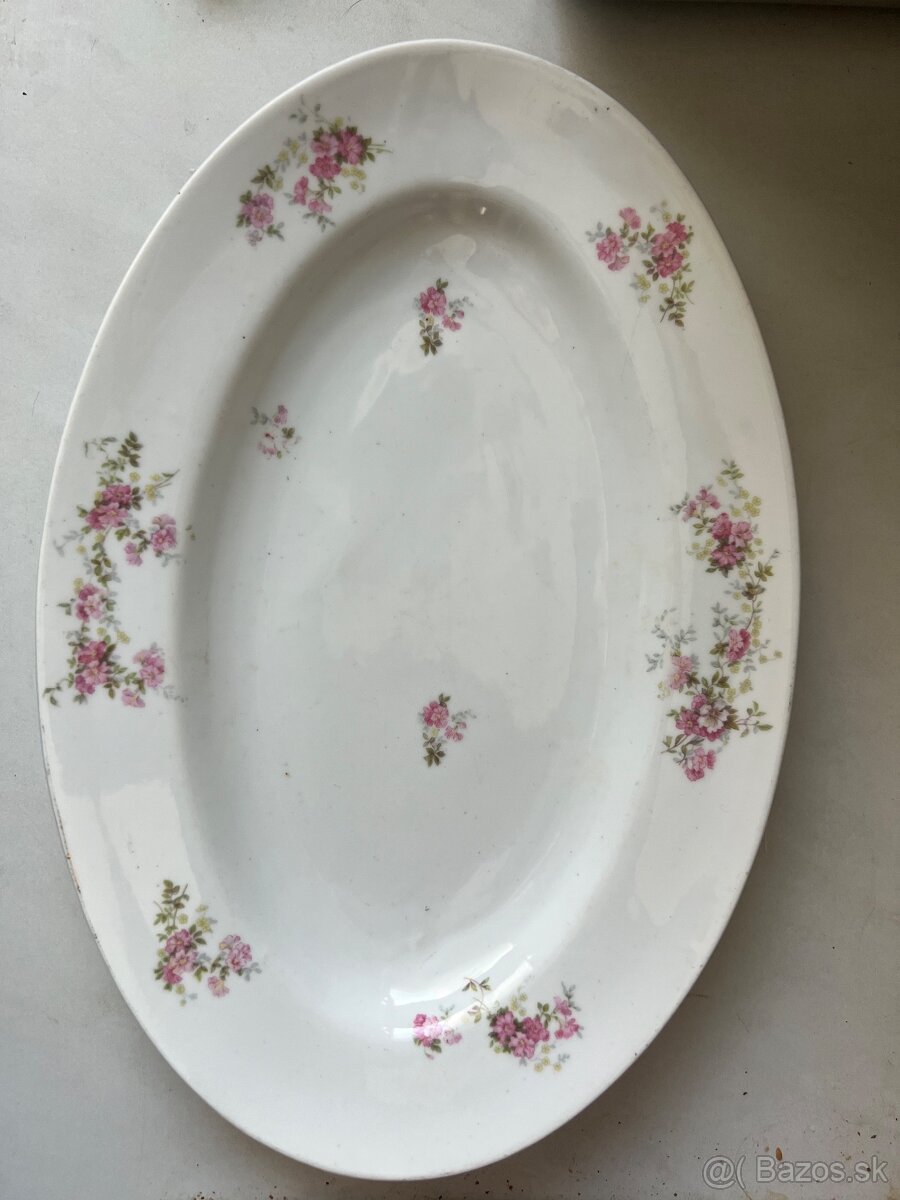 Starozitna porcelanova misa 36x24 cm kvety vyse 100 rocna