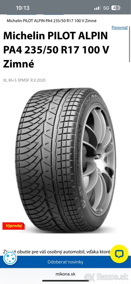 Michelin PILOT ALPIN PA4 235/50 R17 100 V Zimné