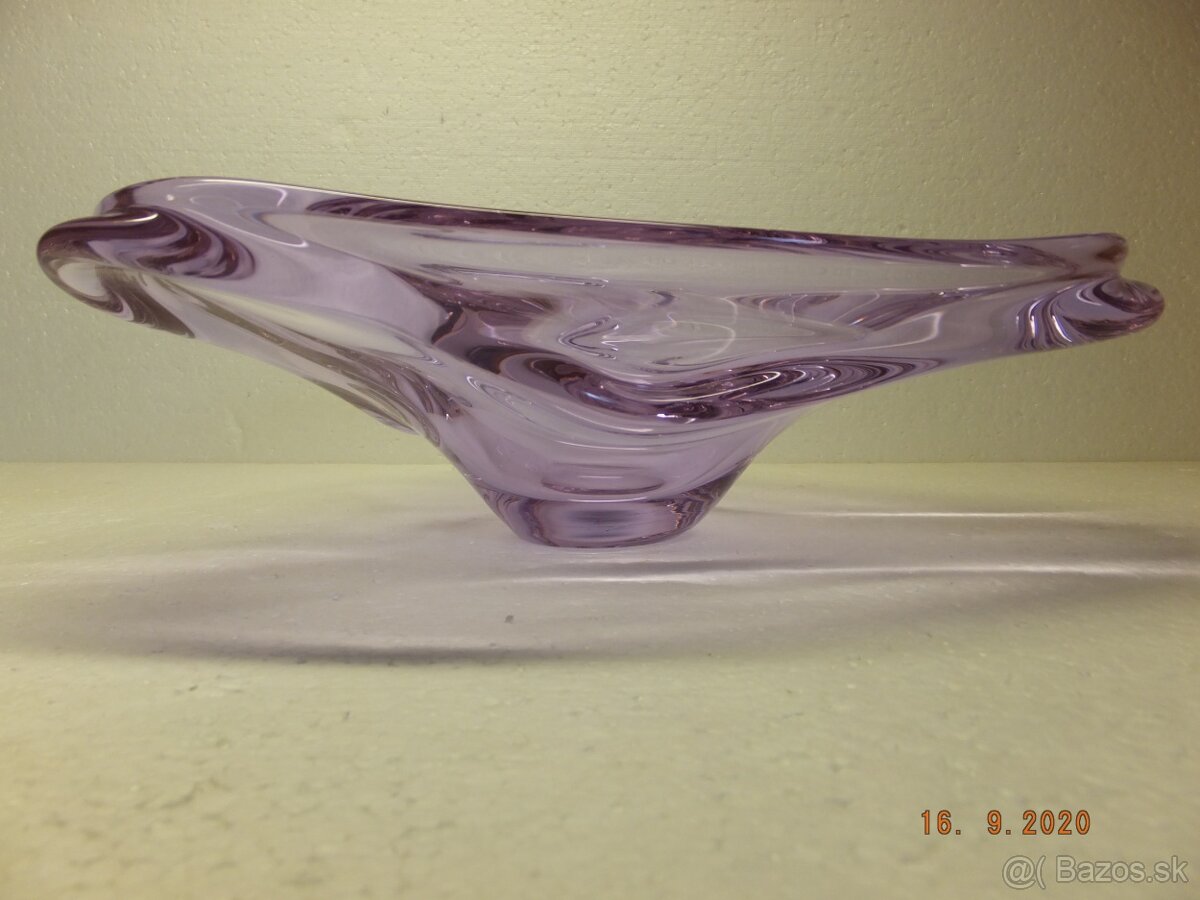 Moc krásná fialová velká mísa Alexandritové sklo