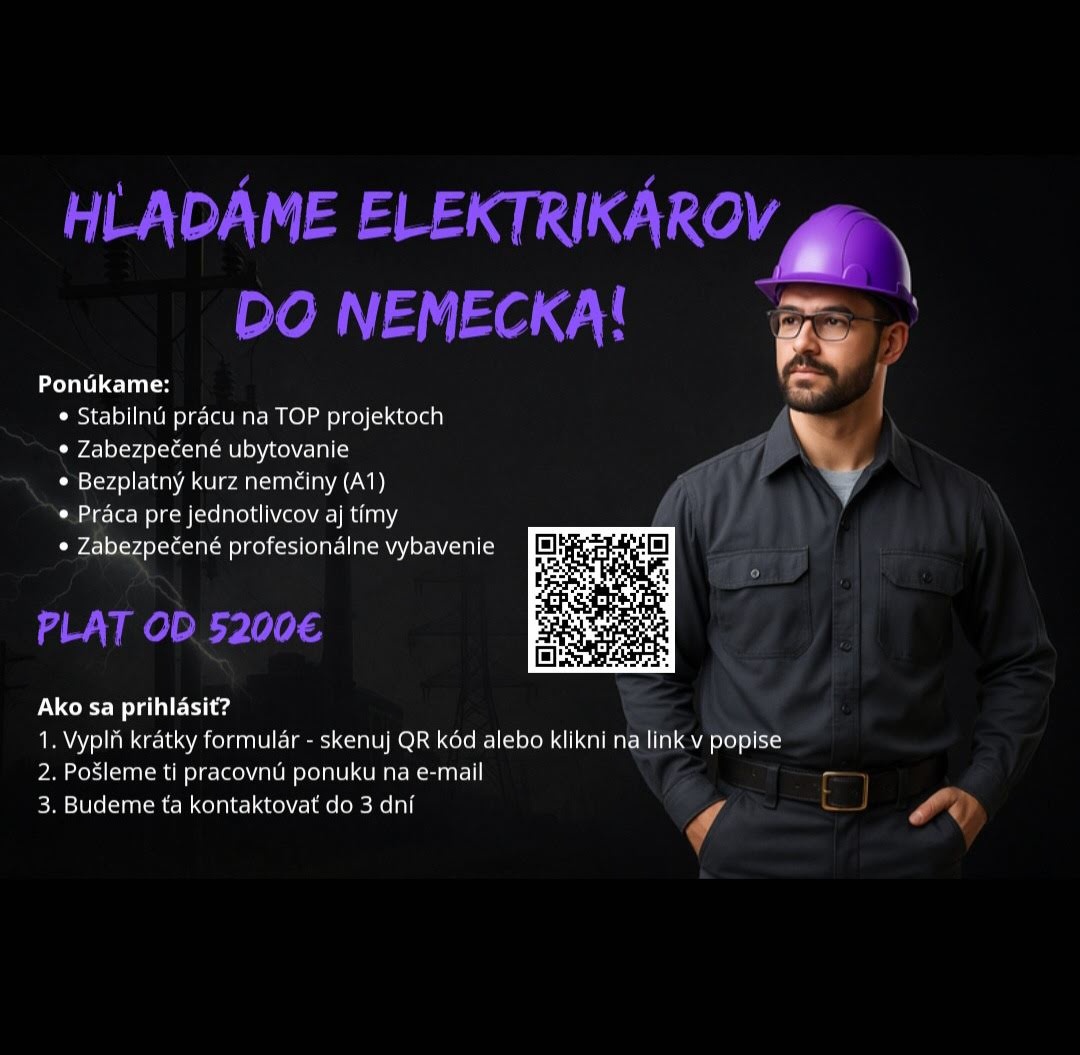 ELEKTRIKÁR – NEMECKO 🇩🇪 | MZDA od 5200€/mesiac