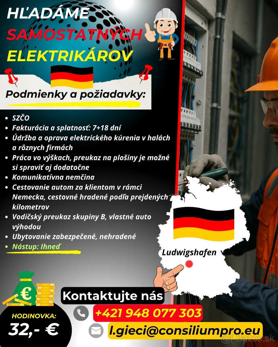 Hľadáme samostatných elektrikárov.