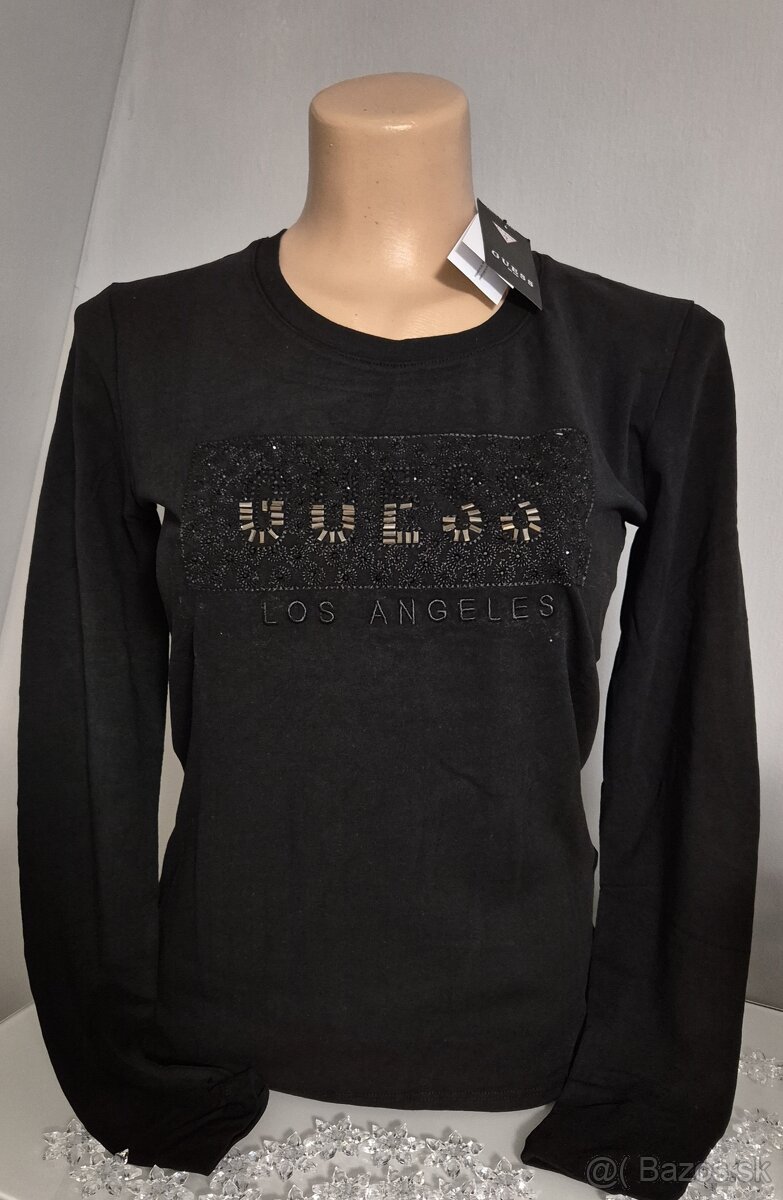 Guess dámske čierne tričko s dlhým rukávom