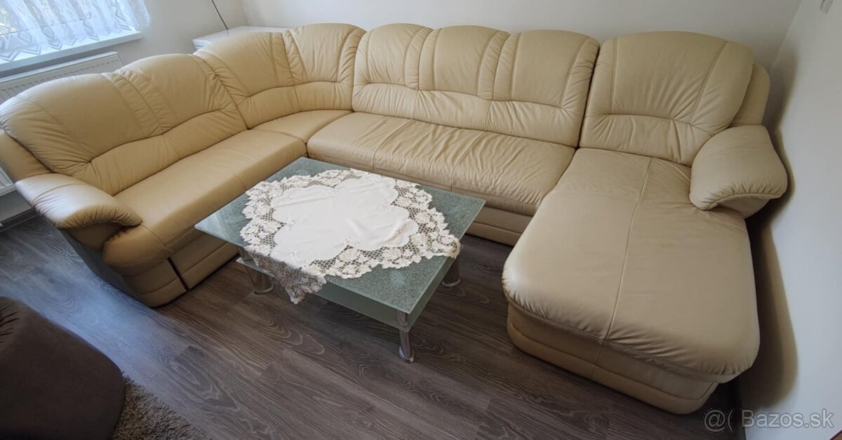 Kozena sedacka v tvare U (sedacia suprava, kozeny gauc)