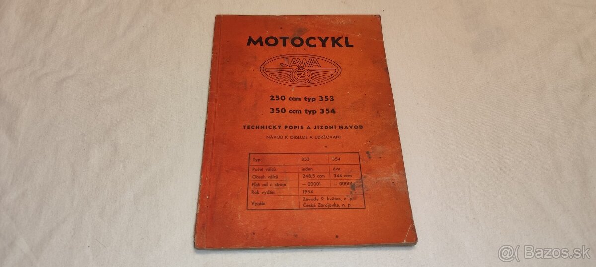 Motocykl Jawa 250 ccm 350 ccm návod na obsluhu a udržování