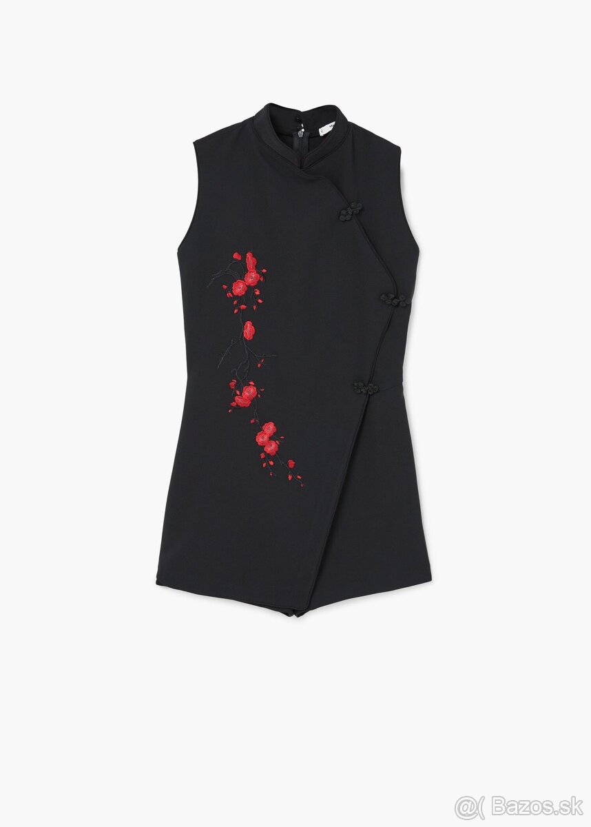 Mango Krátky overal qipao cheongsam so sakura výšivkou 36 S