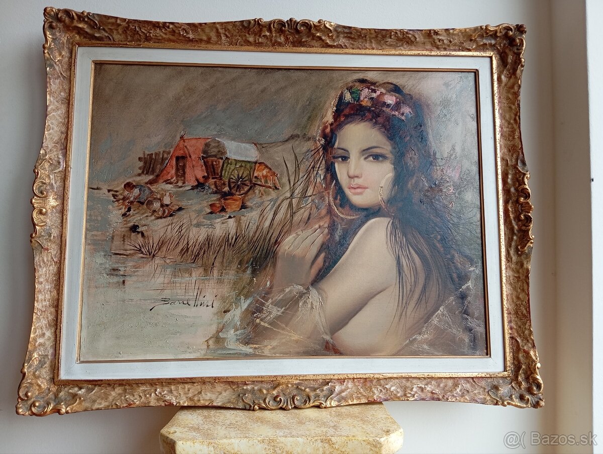 Nádherný obrovský obraz signovaný Barcellini 97x77
