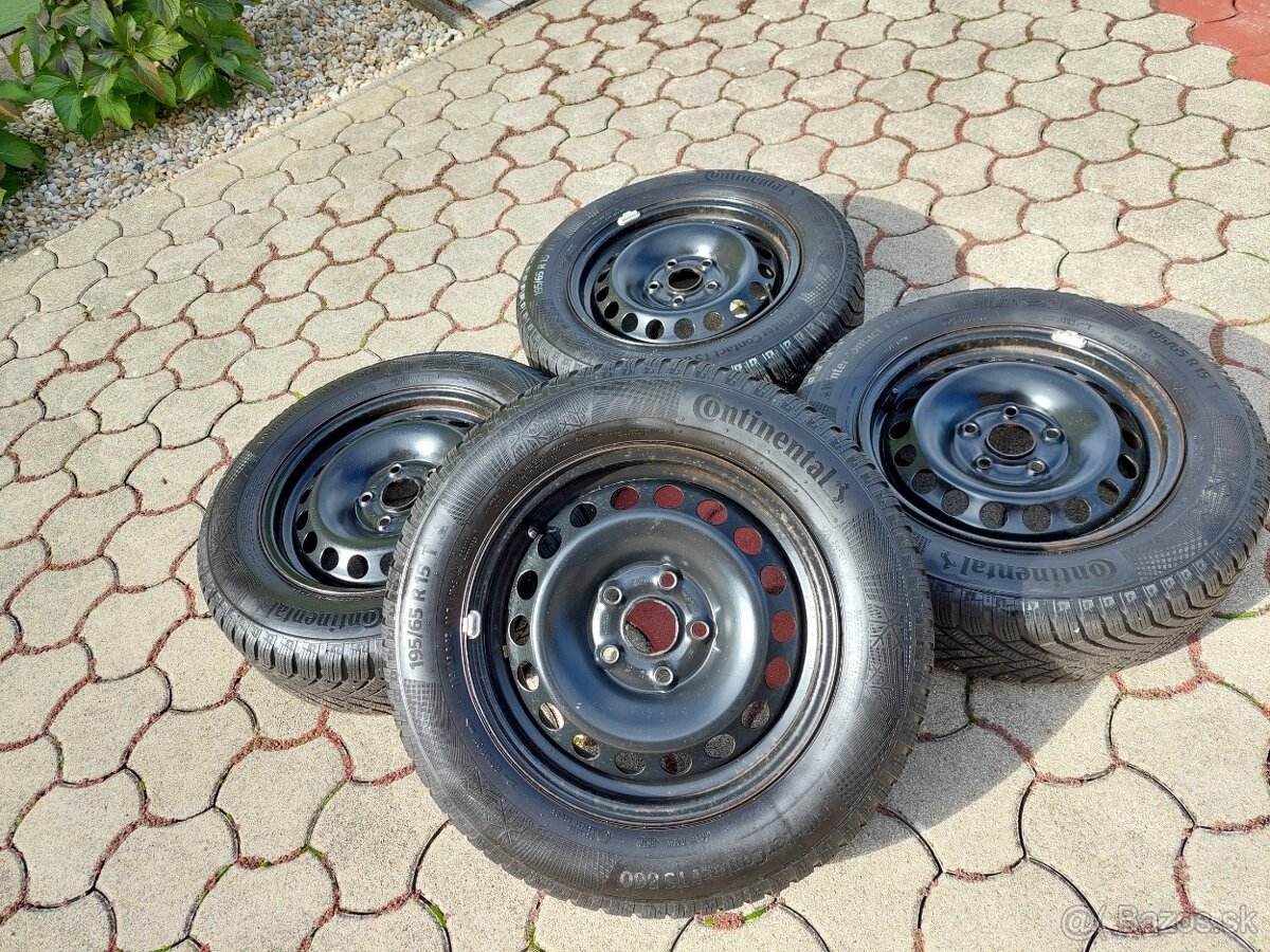 Plechové disky+Puklice+pneu 5x112 R15 Zimna Sada