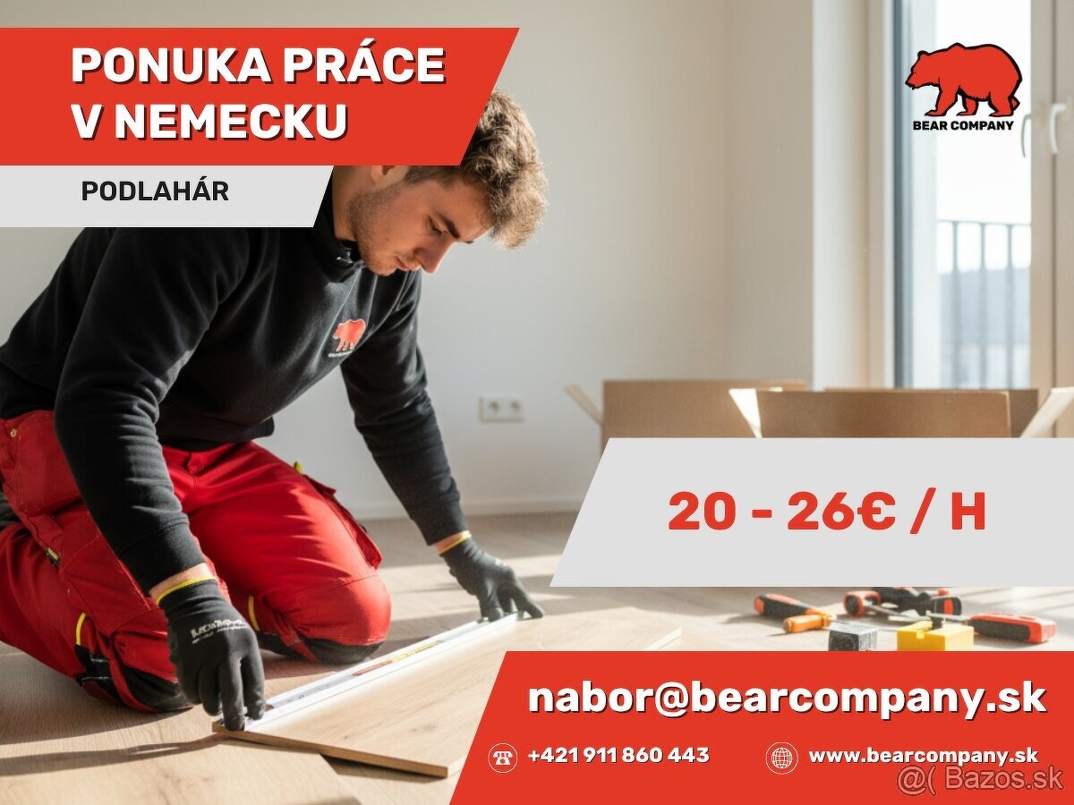 Práca v Nemecku – podlahár (20–26 €/h)