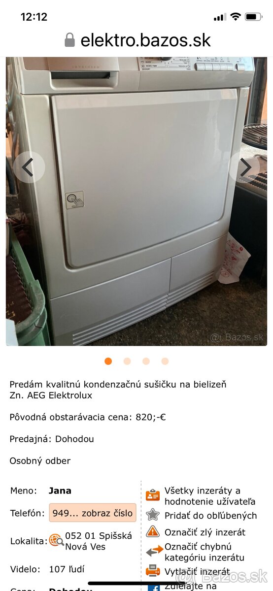 Sušička pradla AEG Elektrolux