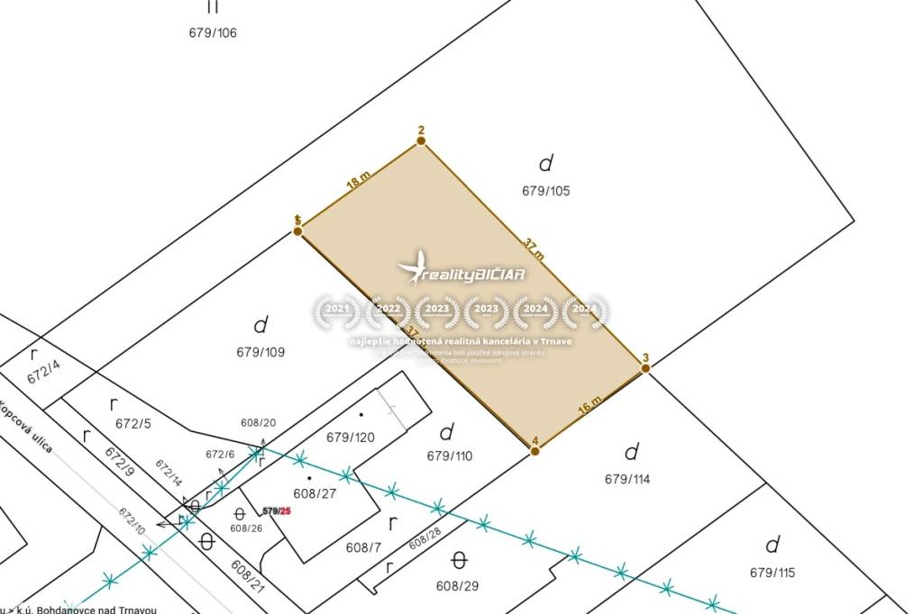 Stavebný pozemok 612 m2 v obci Bohdanovce nad Trnavou