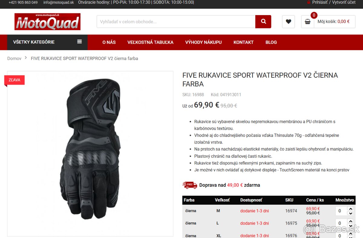 motorukavice FIVE SPORT WATERPROOF V2