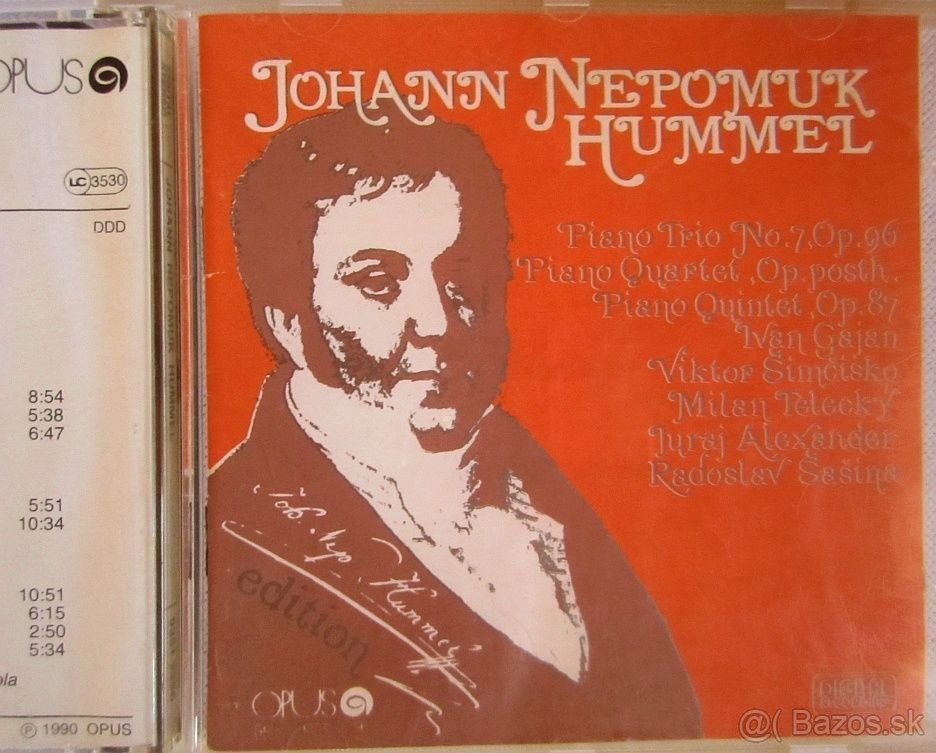JOHANN NEPOMUK HUMMEL PIANO TRIO.. cd OPUS BA 1990