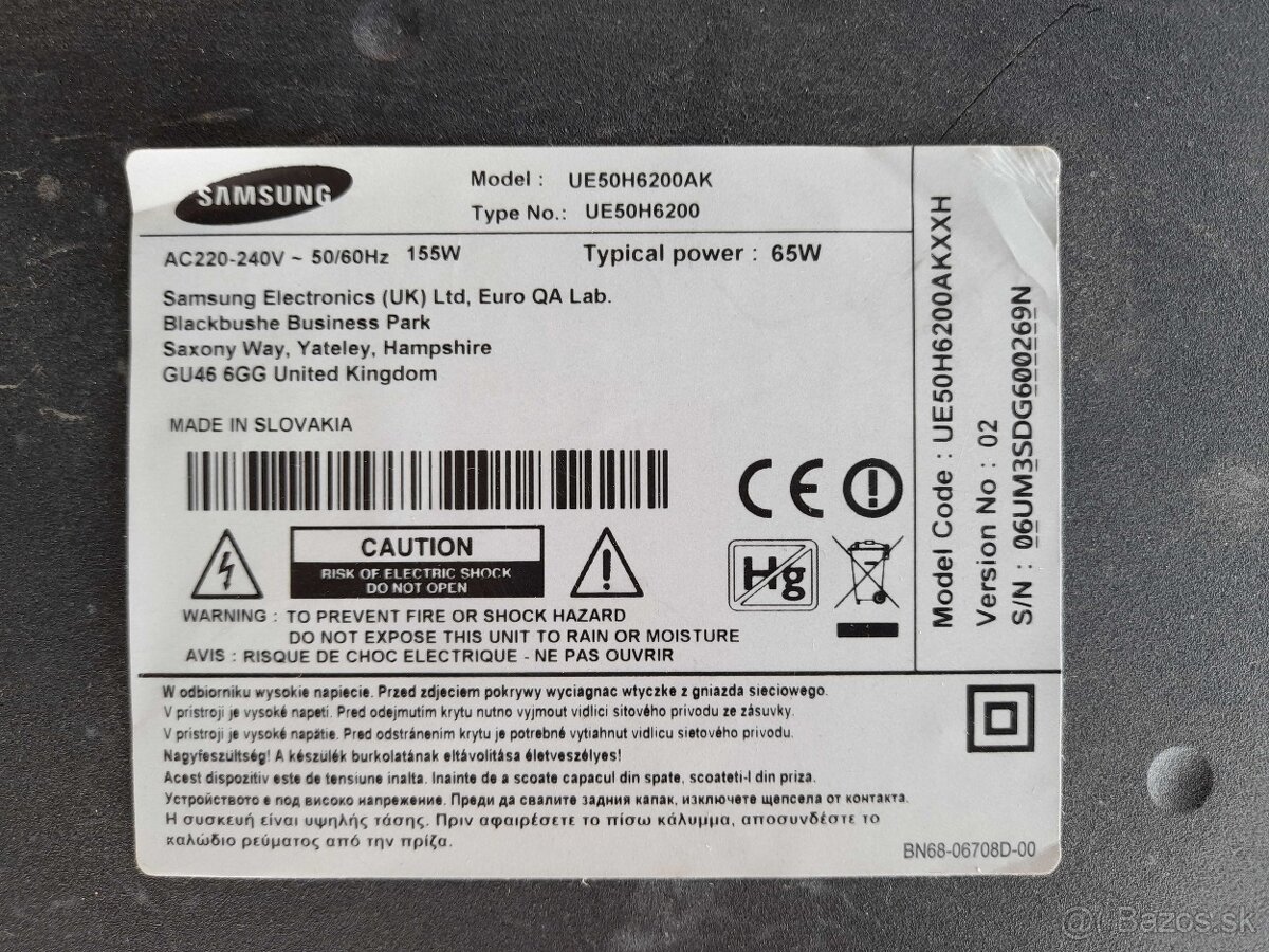 Náhradné diely na TV SAMSUNG UE50H6200AK