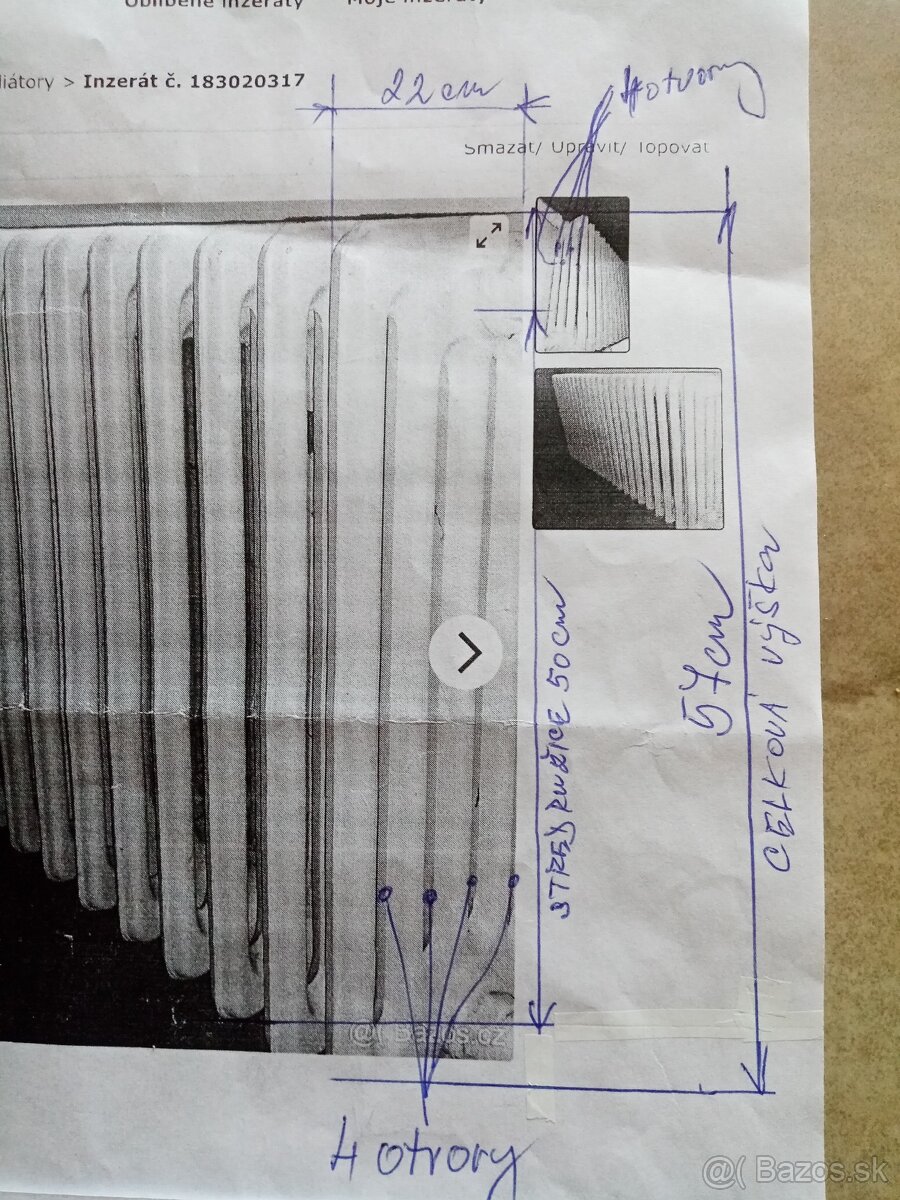 Kúpim liatinový radiator