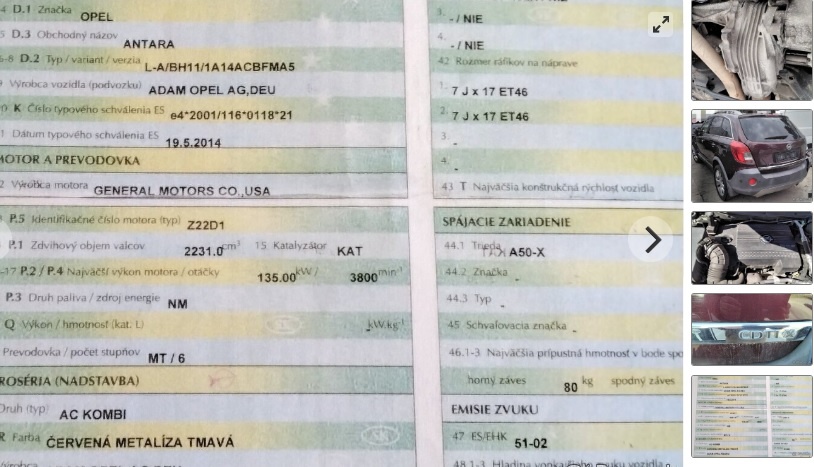 Opel Antara 2.2 CDTI 2015 4x4 predám ROZVODOVKA, DIFERENCIAL