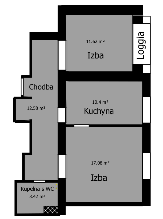 2-izbový byt 57m2, Kosice - Sever
