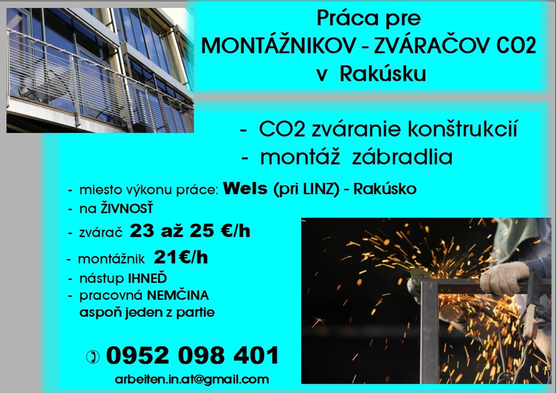 Práca pre ZVÁRAČOV CO2 a MONTÁŽNIKOV