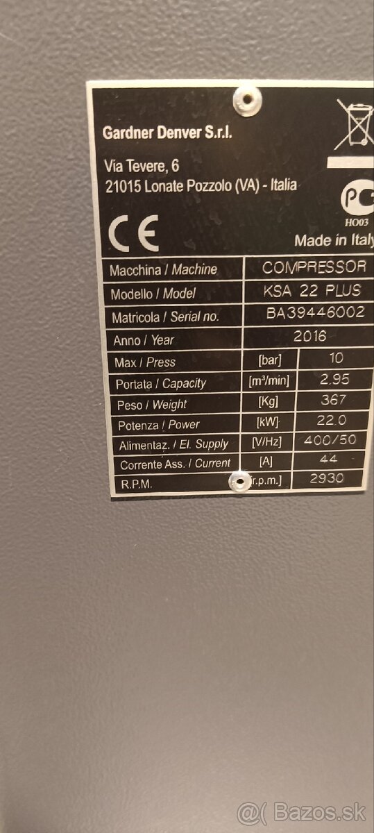Skrutkovy kompresor 22 kw