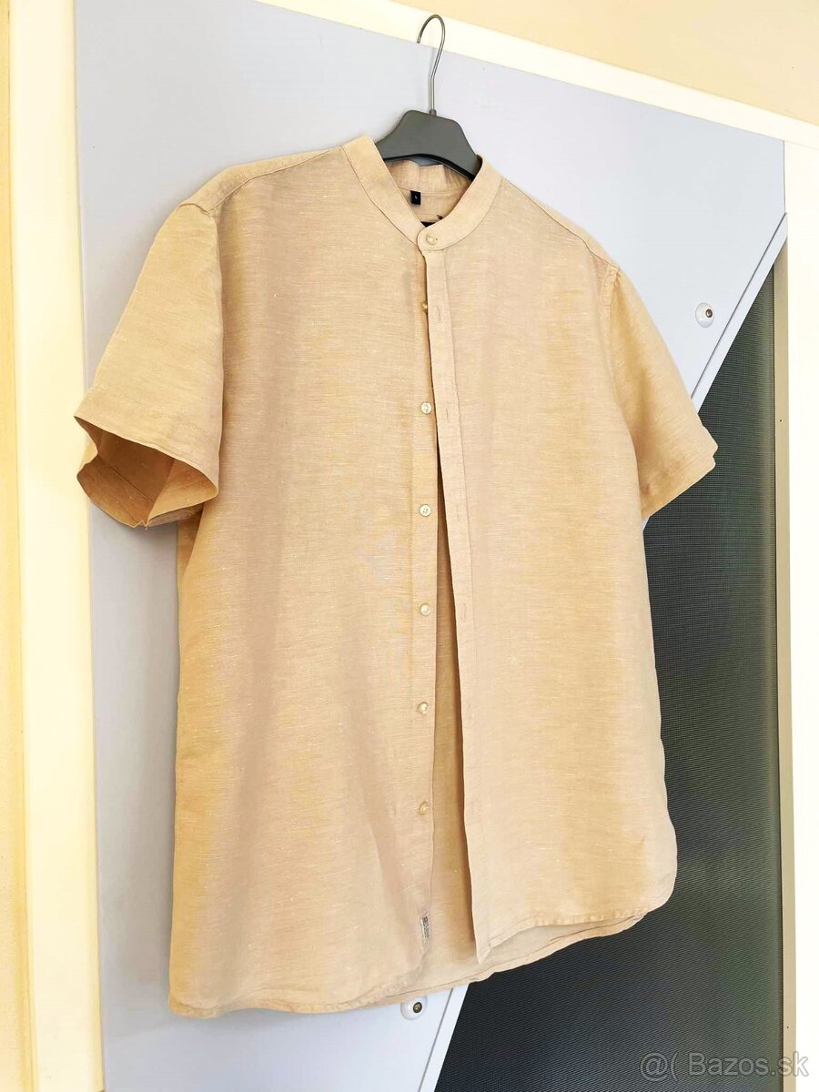 Ľanová košeľa so stojačikom L/XL