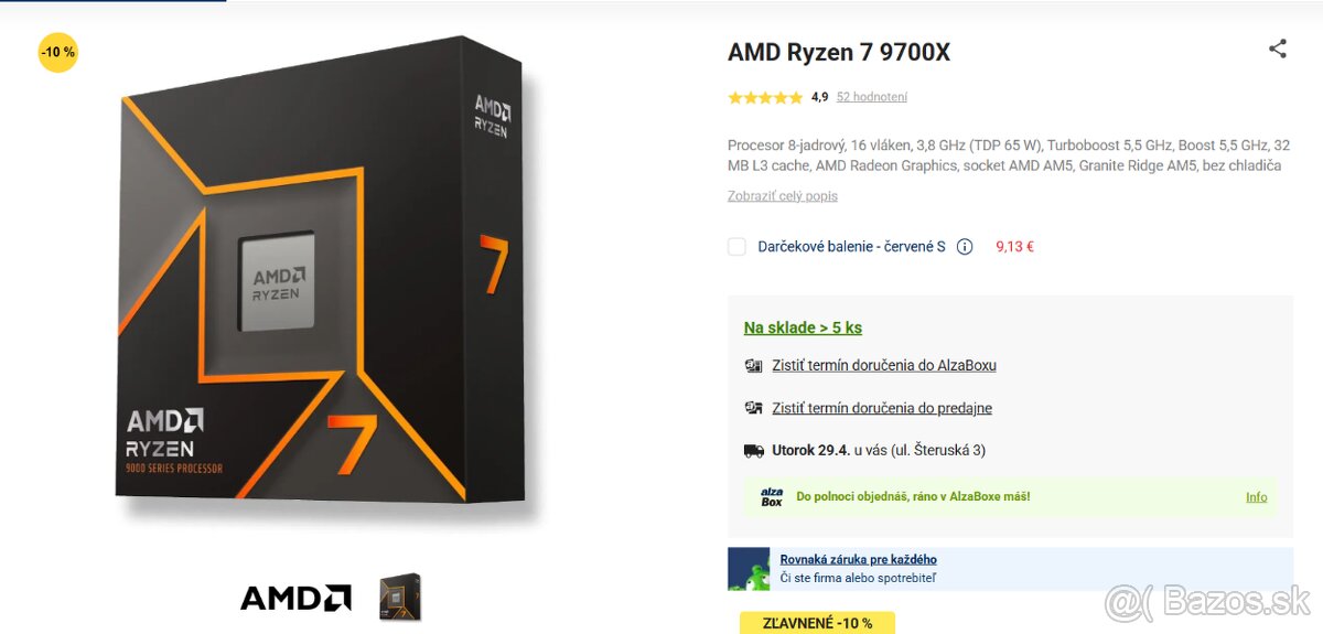 Predám procesor Ryzen 7 9700x