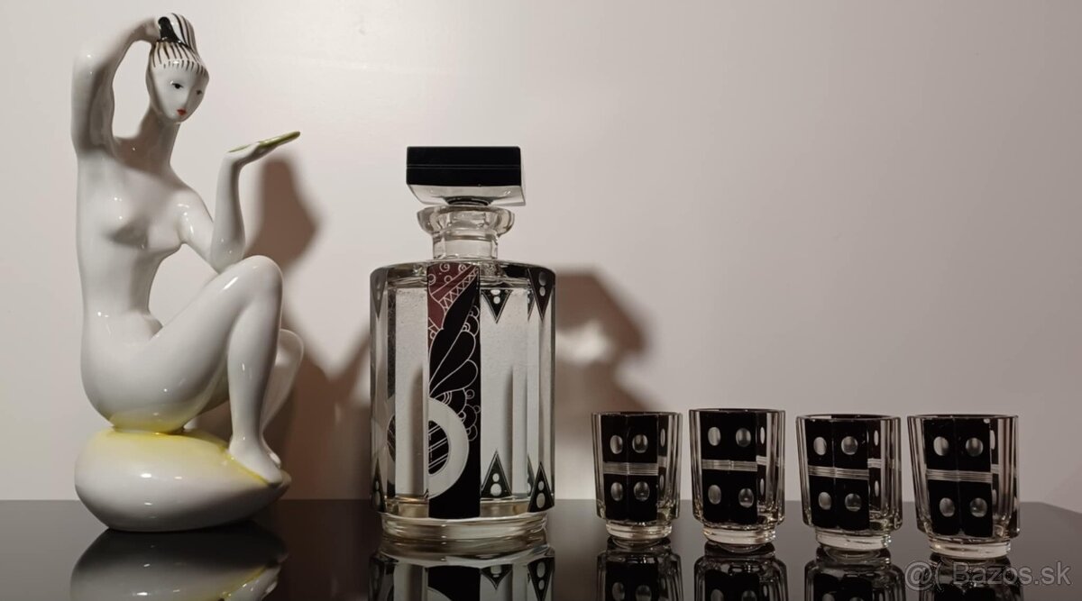 RESERVE. Luxusná stará karafa plus 4 poháriky Karl Palda