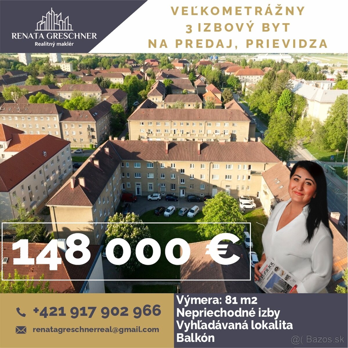 VEĽKOMETRÁŽNY 3 IZBOVÝ BYT NA PREDAJ, PRIEVIDZA