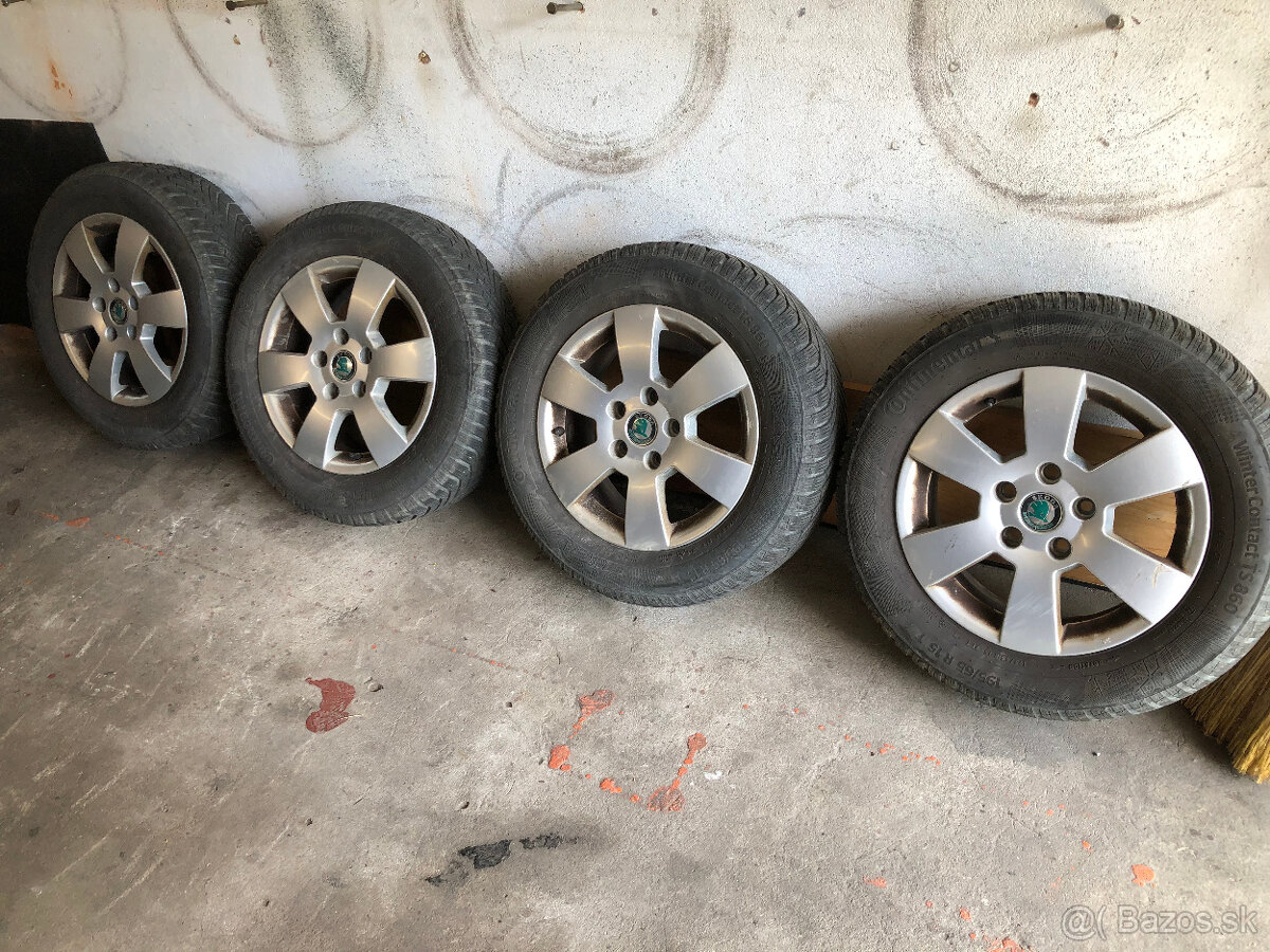 Predám 15" hliníkové disky Škoda 6Jx15 ET 47 5x112 195/65