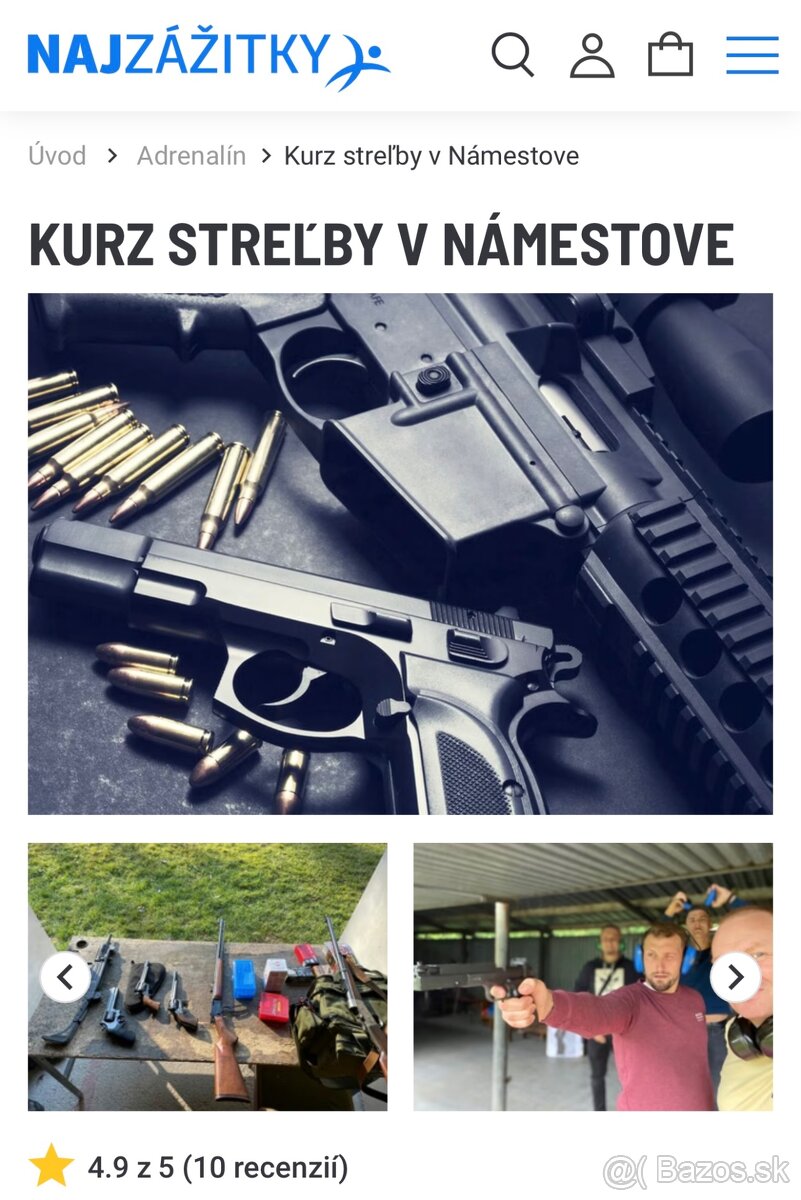 Kurz streľby v Námestove pre 1 osobu