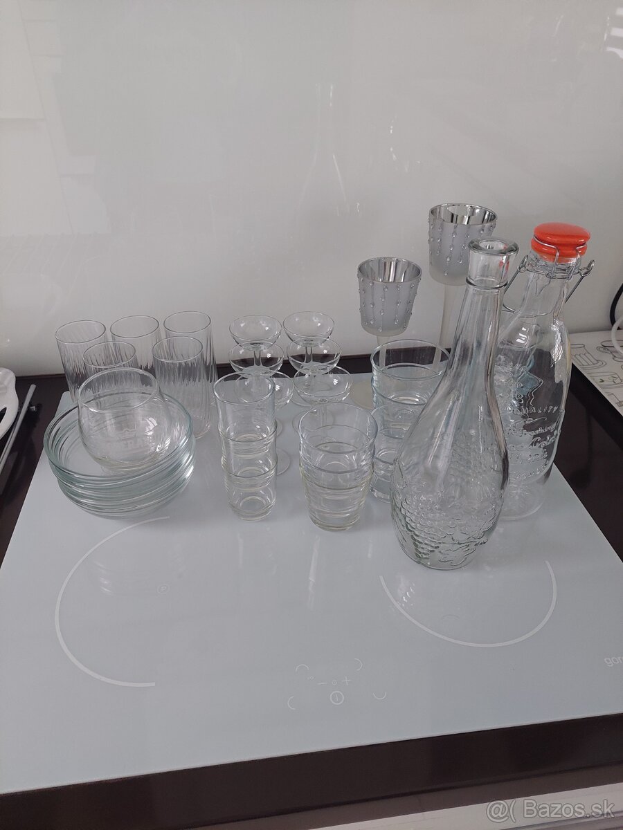 Mix skla- poháre,misky,flaše,svietniky