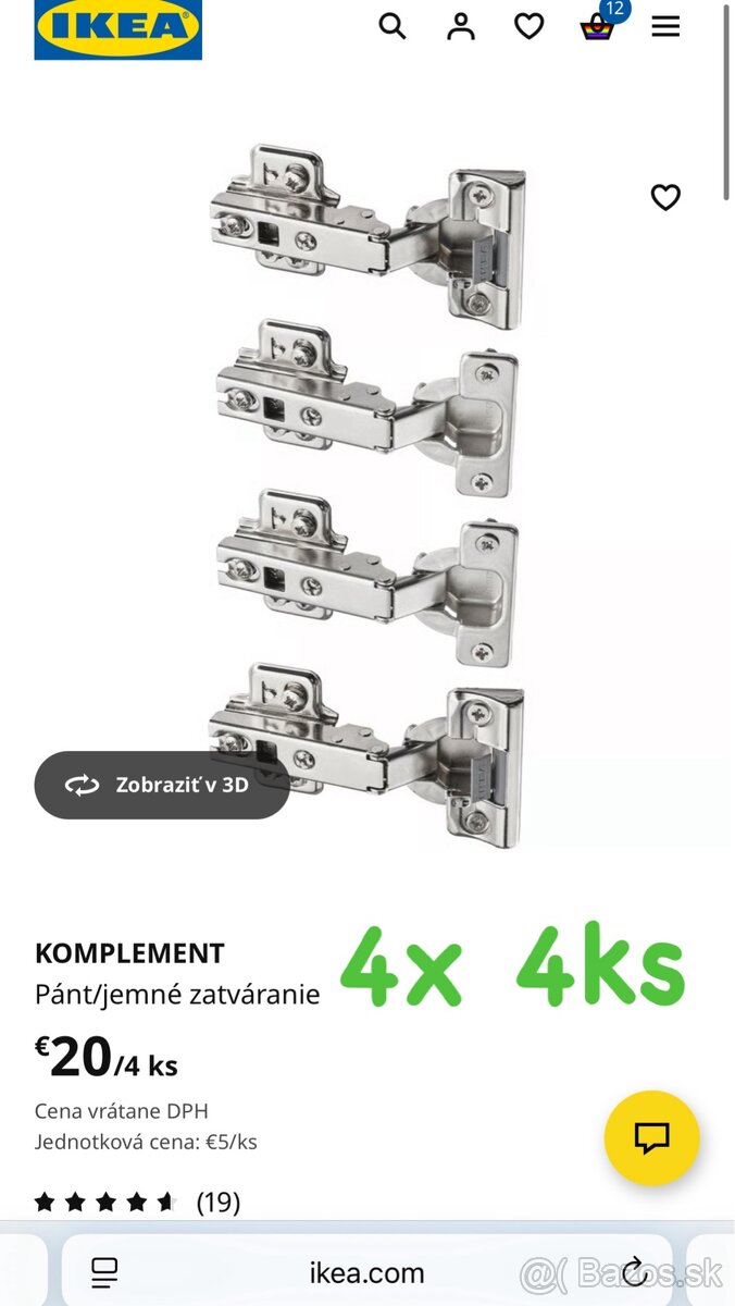 4 balenia pántov KOMPLEMENT na skrine PAX