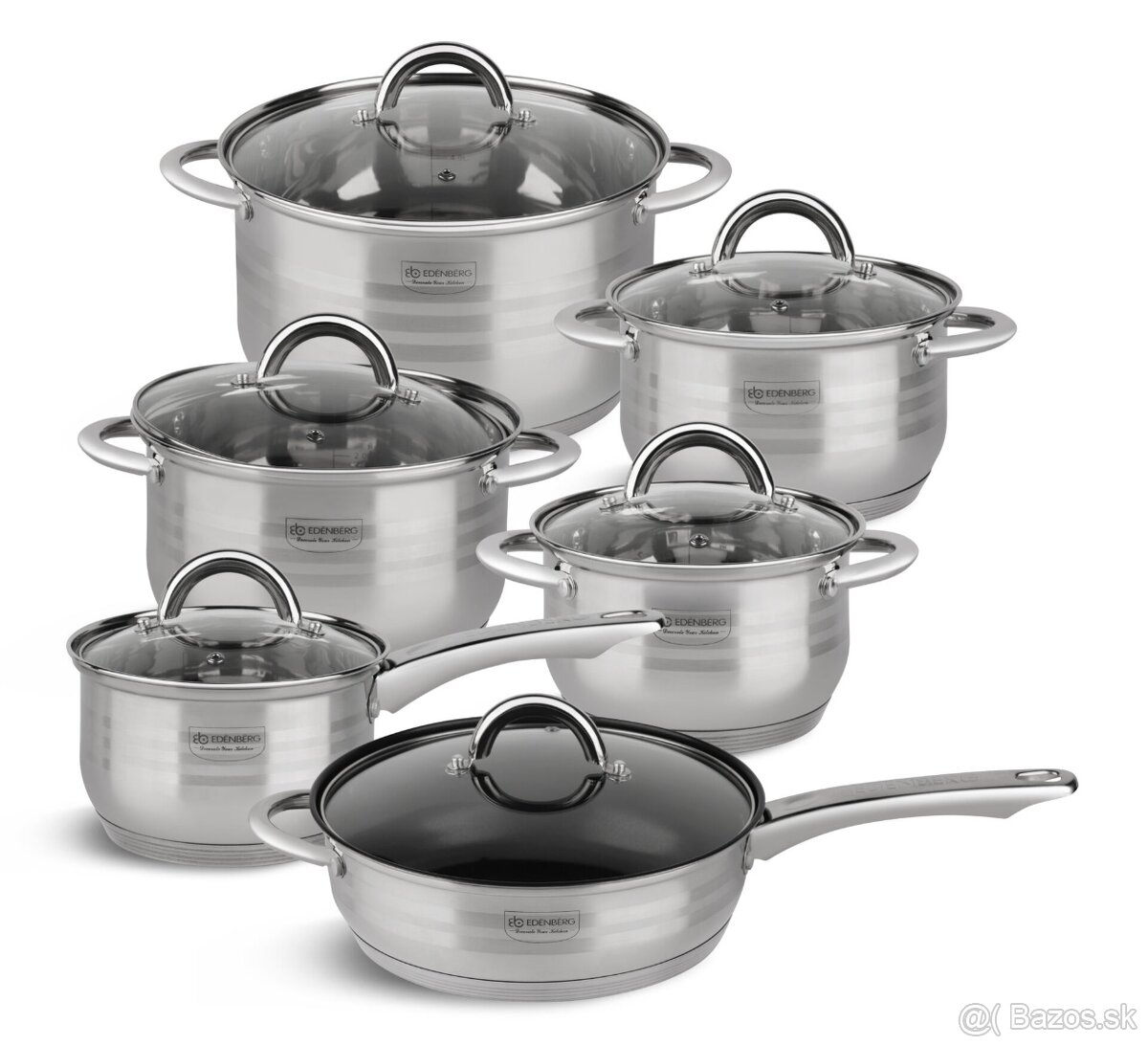 Sada nerezových hrncov Edenberg s mramorovanou panvicou