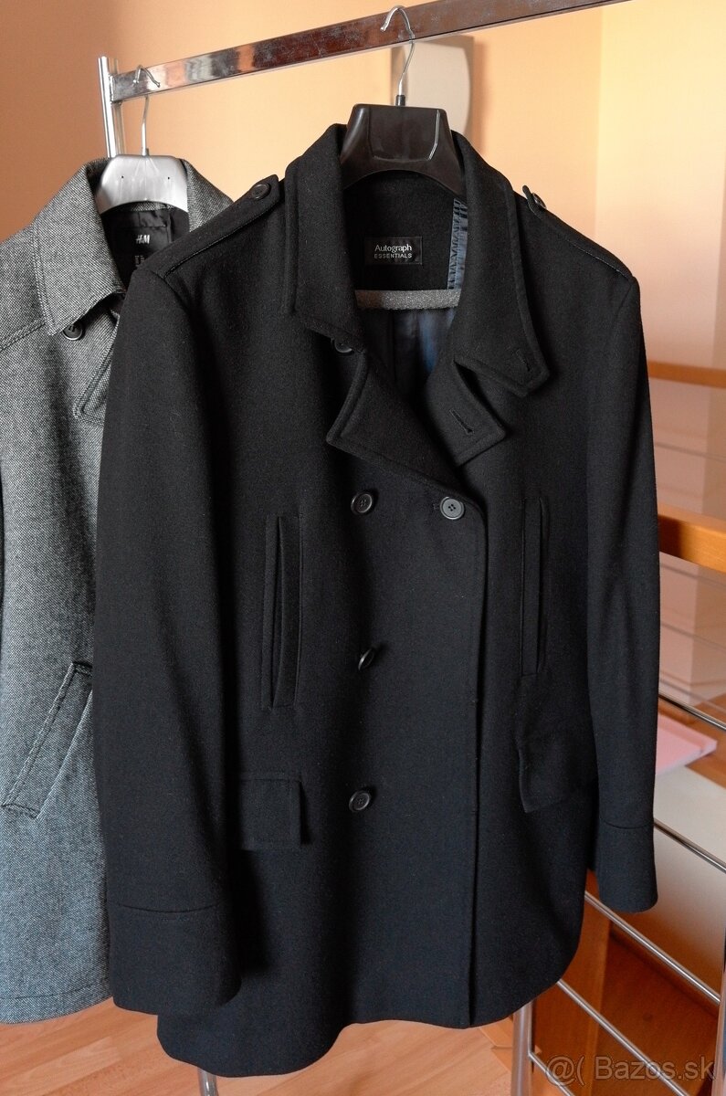 Pánsky flaušový kabát čierny. V50 - nový