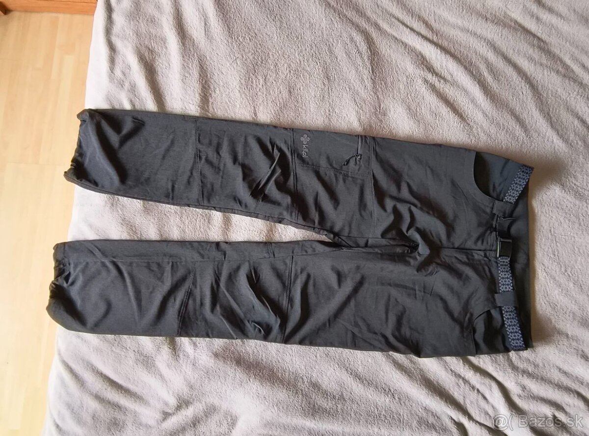 KILPI LIGNE Tmavošedé trekingové nohavice do teplého počasia