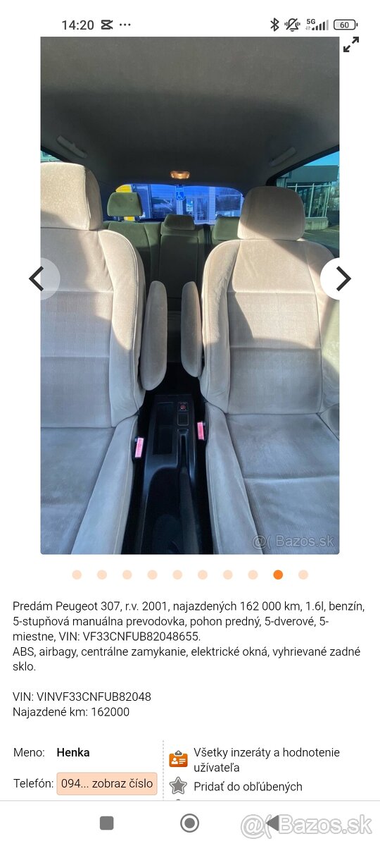 Predam Peugeot 307 rv 2001 1.6 benzin