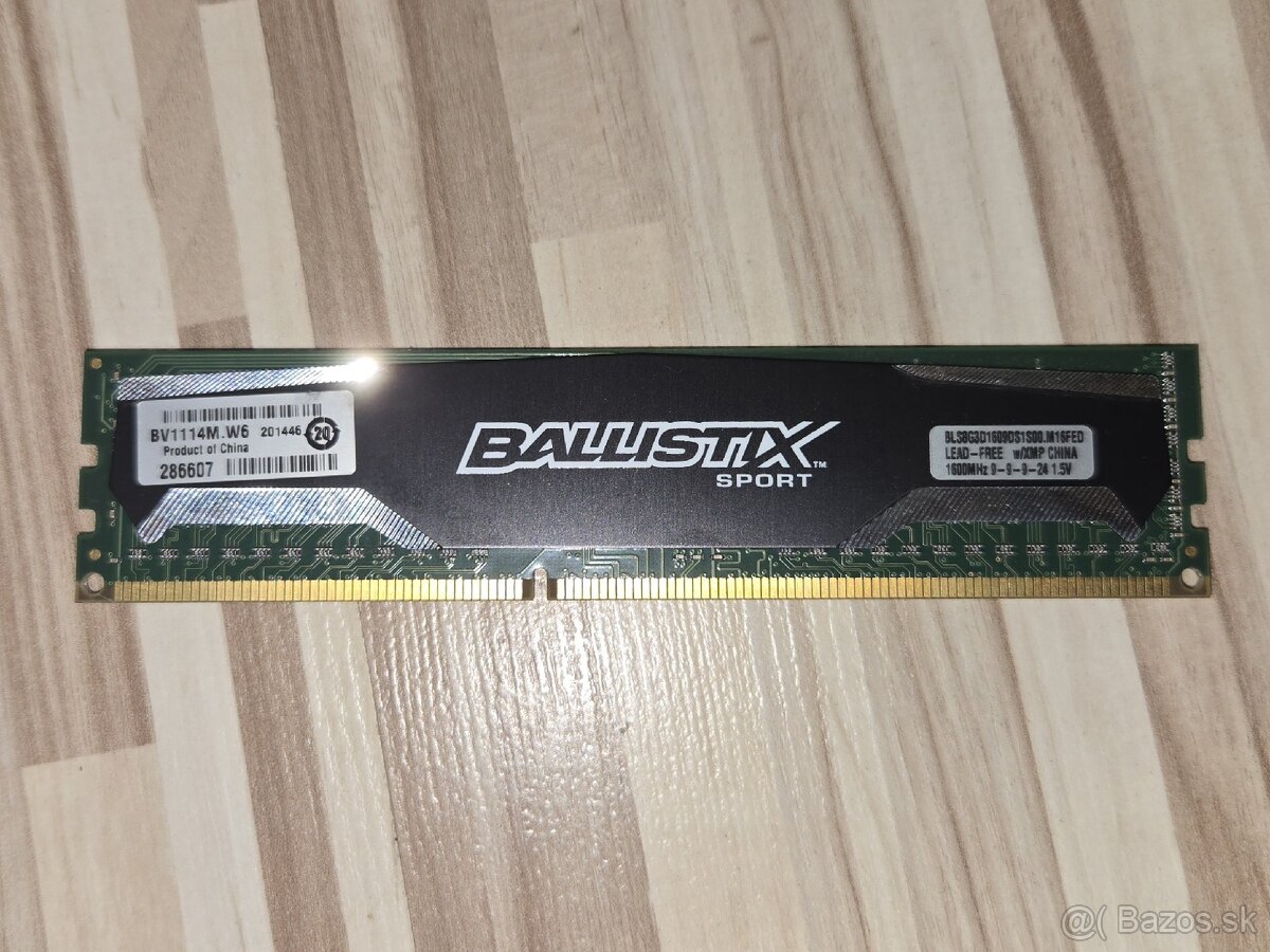 Predam pamat do PC Crucial Ballistix 8GB DDR3 1600MHz