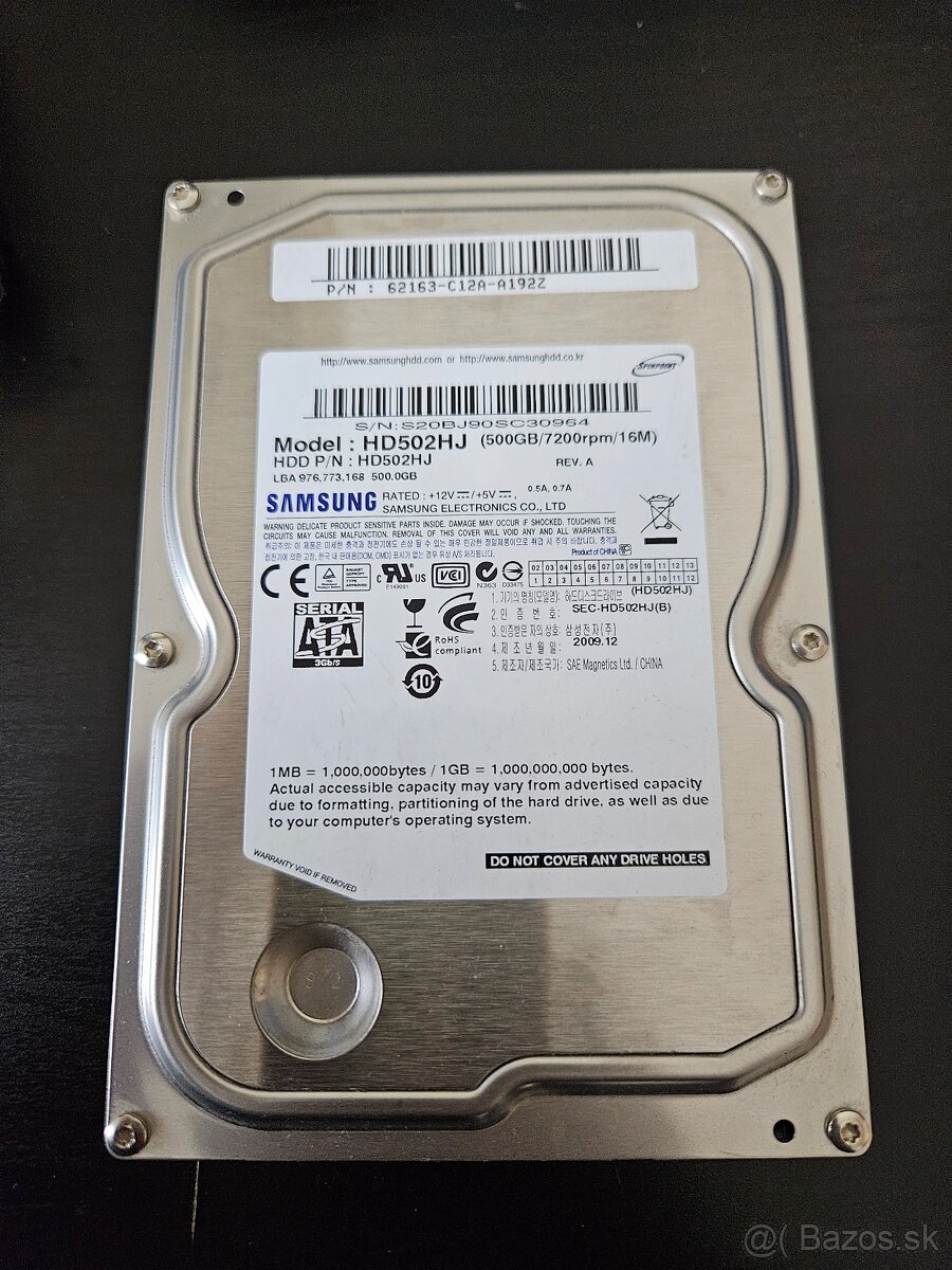 3.5 HDD: 500GB, Status: OK, PoC: 4975x, PoH: 12982h