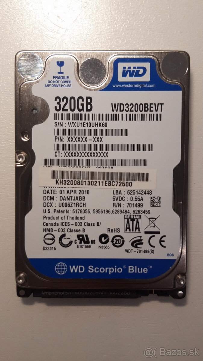 HDD - 2,5" Western Digital WD3200BEVT 320 GB