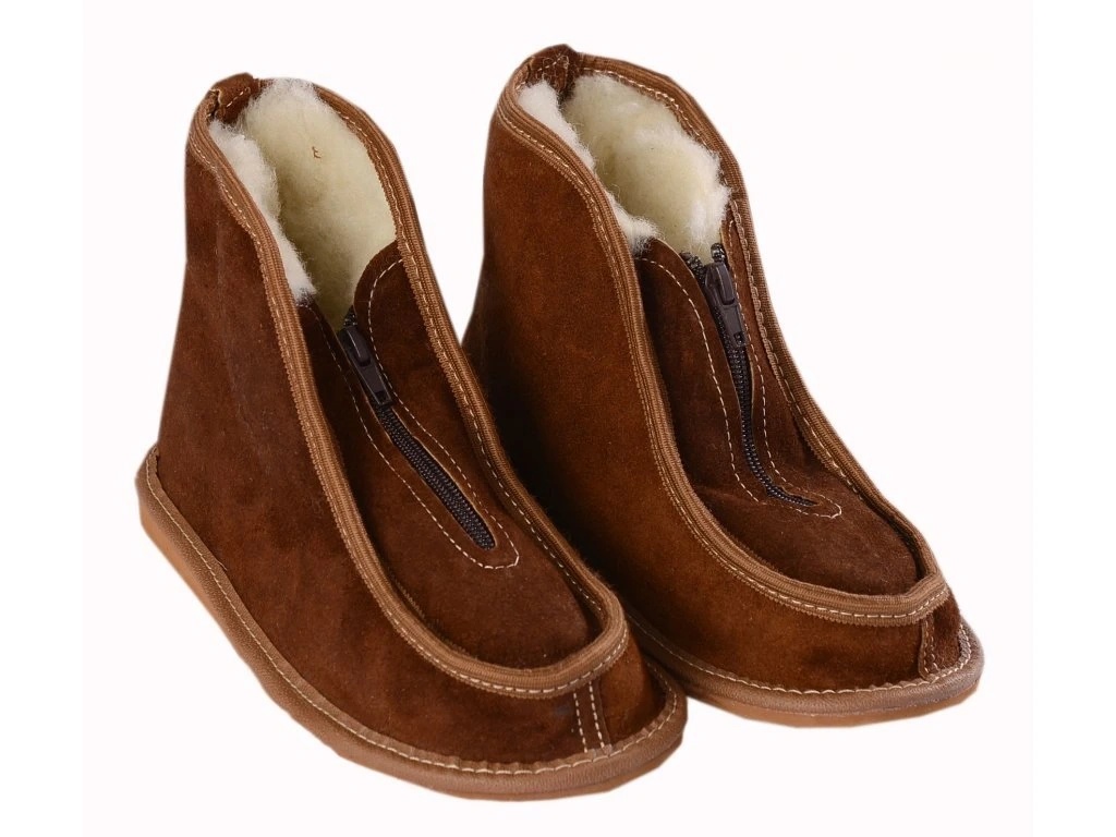kožené vlnené papuče unisex č. 45, do interiéru/exteriéru
