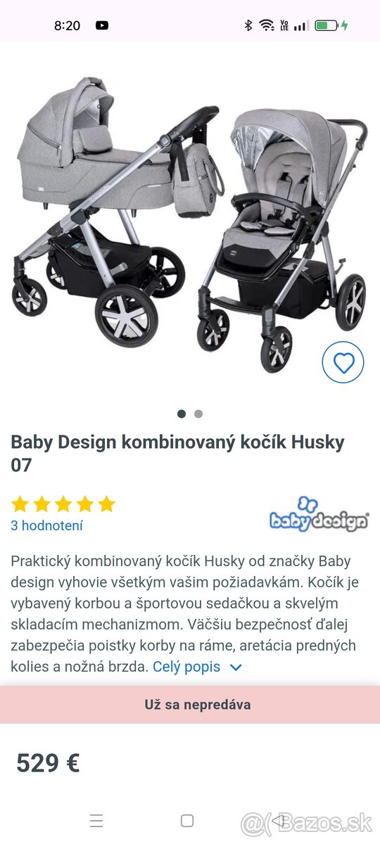 Nový kombinovaný kočík Baby design Husky