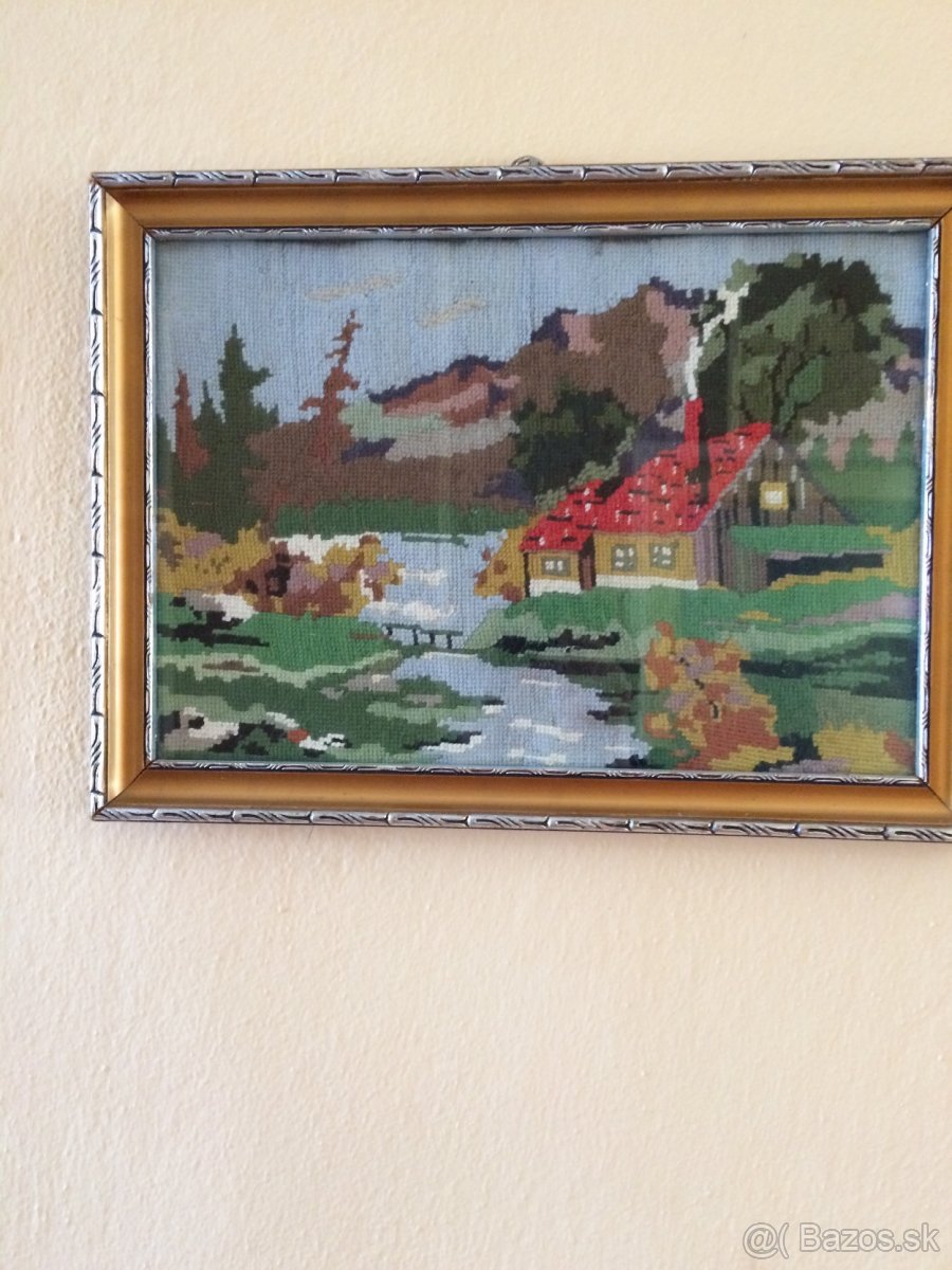 Gobelín -obraz ručne vyšívaný- 3 kusy