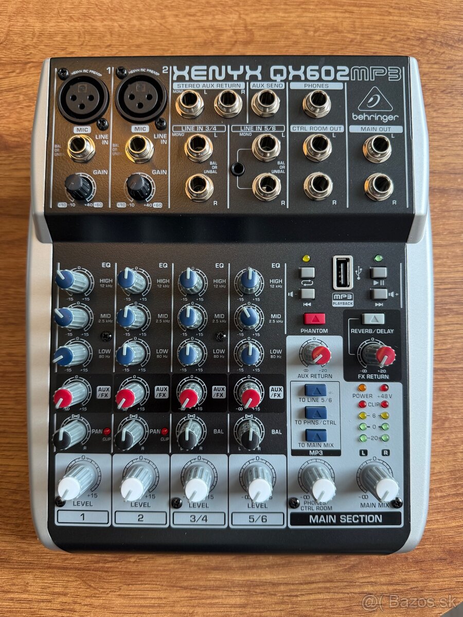 REZERVOVANÉ Behringer Xenyx QX602MP3 Analógový mixpult