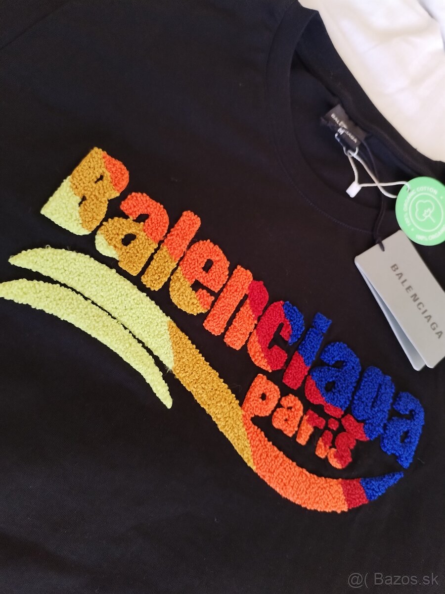Tricko Balenciaga čierne chlpaty napis