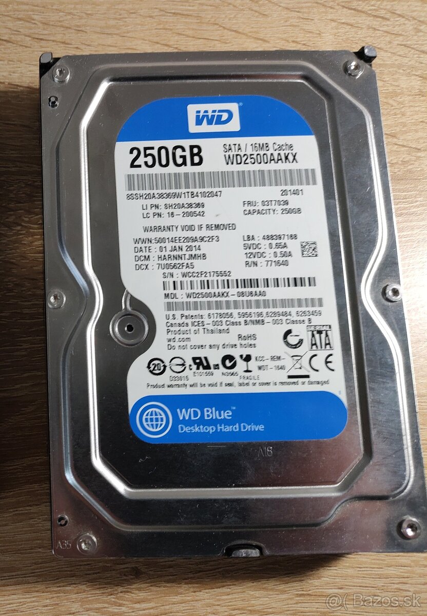 Predám nepoužité WD HDD 250GB 3,5"
