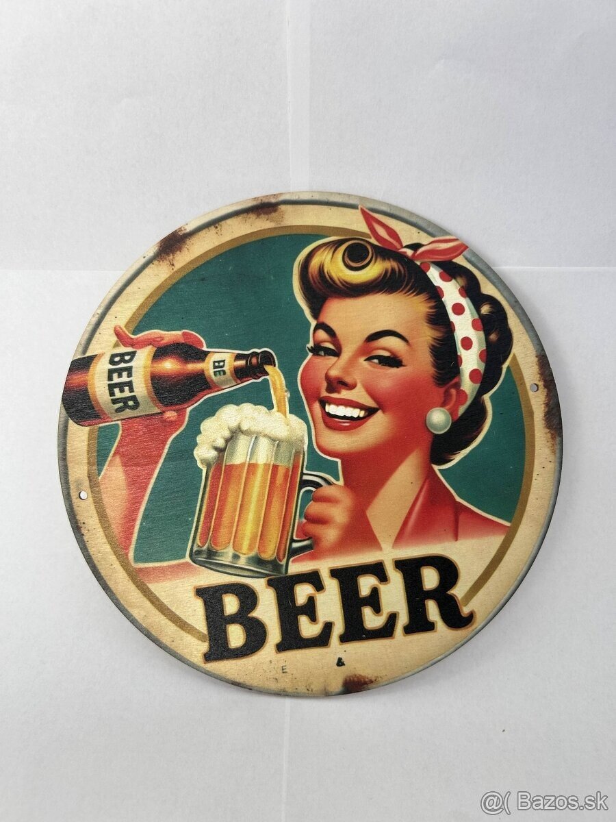 Drevená ceduľka do garáže - Beer