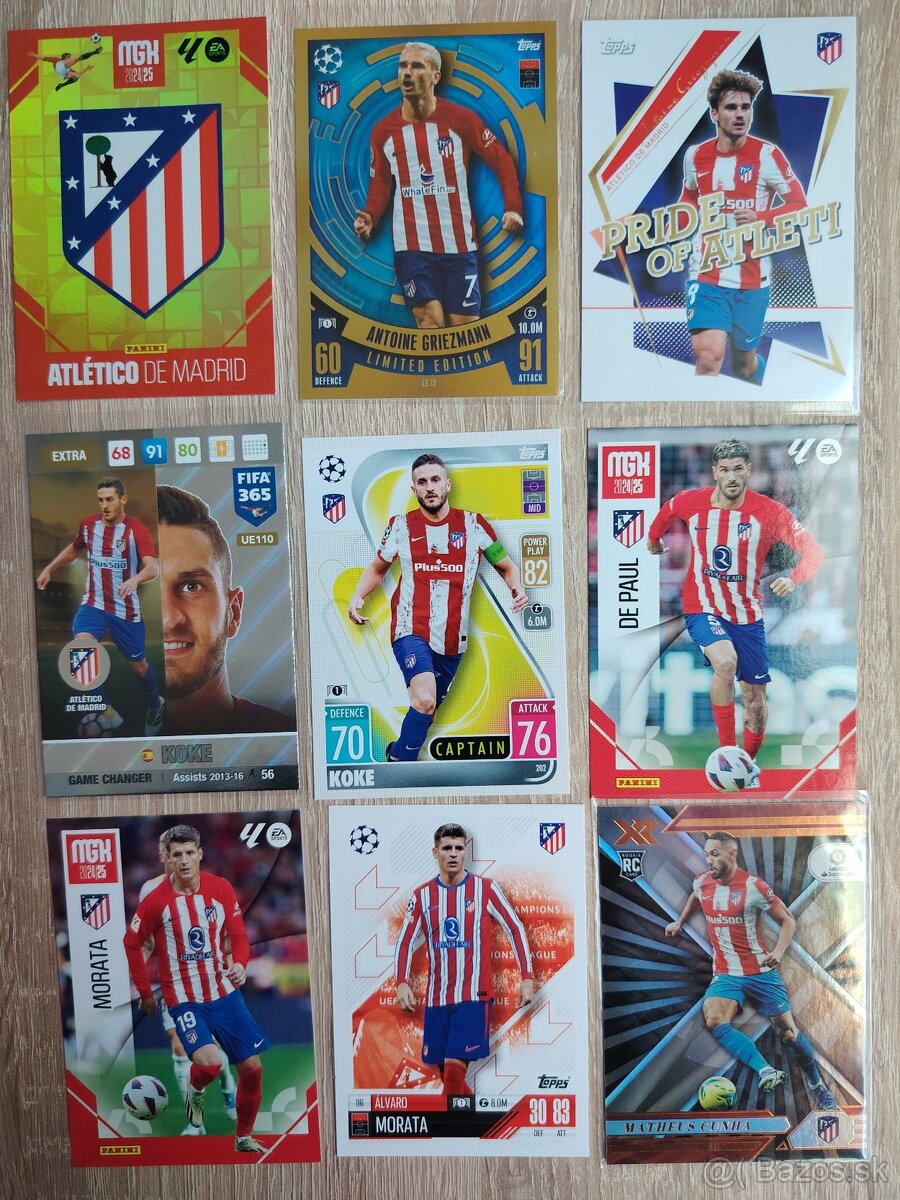 Atletico Madrid - futbalové kartičky