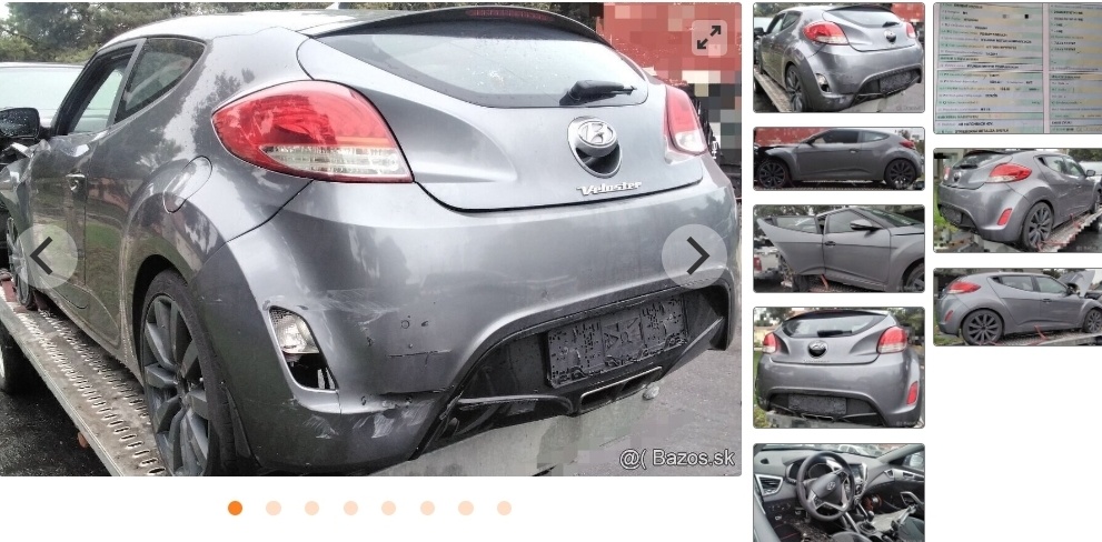 HYUNDAI VELOSTER 1.6 2013 predám DVERE, PREVODOVKA, PIATE DV