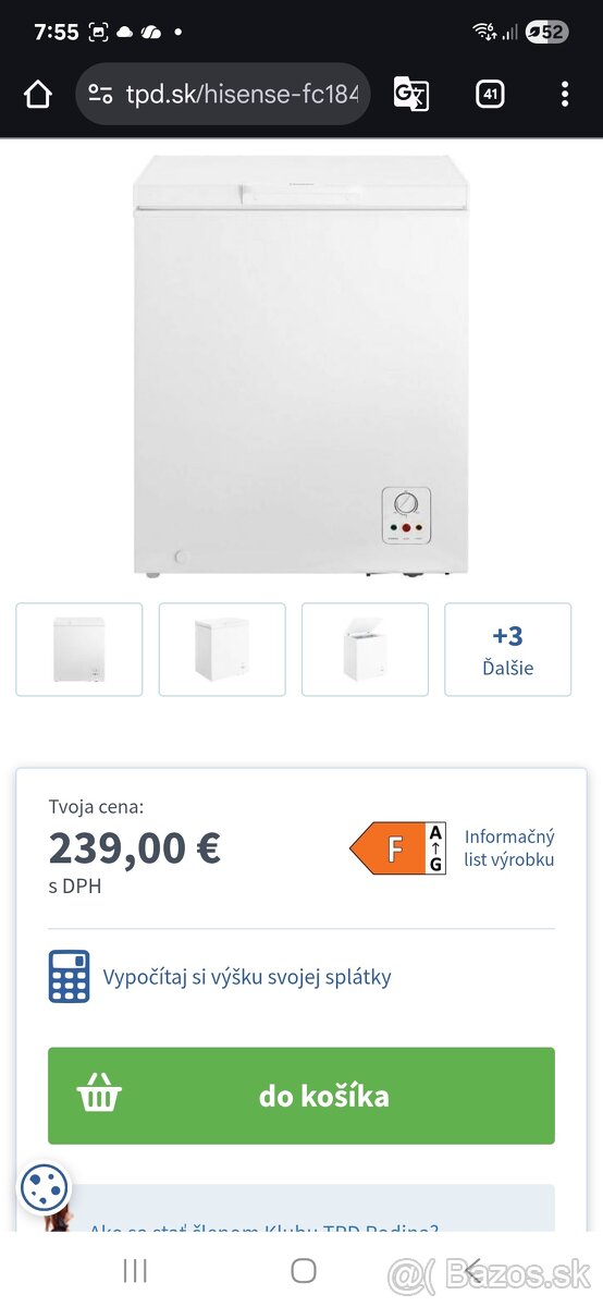 Truhlicova mraznicka Hisense 3 roky/C184D44W1