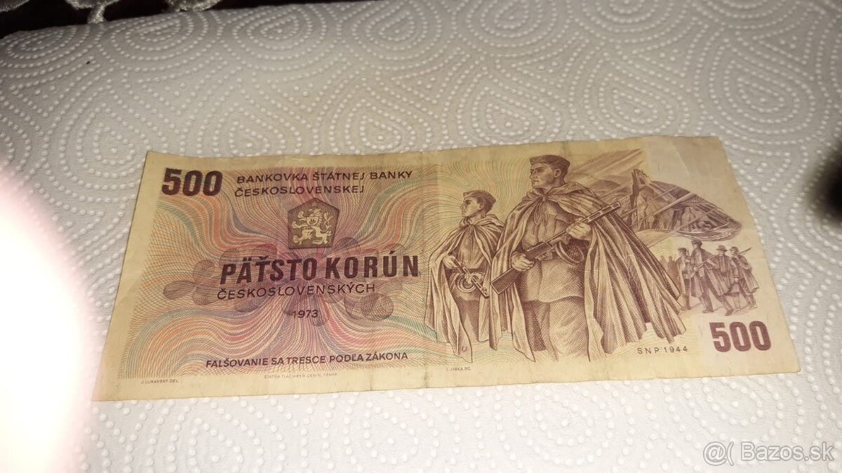 Predám 500 korún Československých z roku 1973