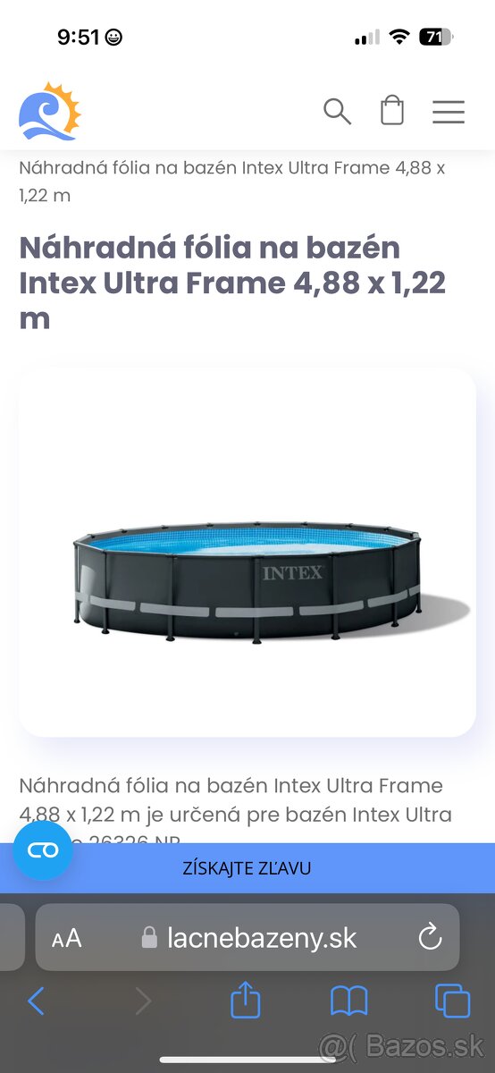 Predám nadzemný bazén