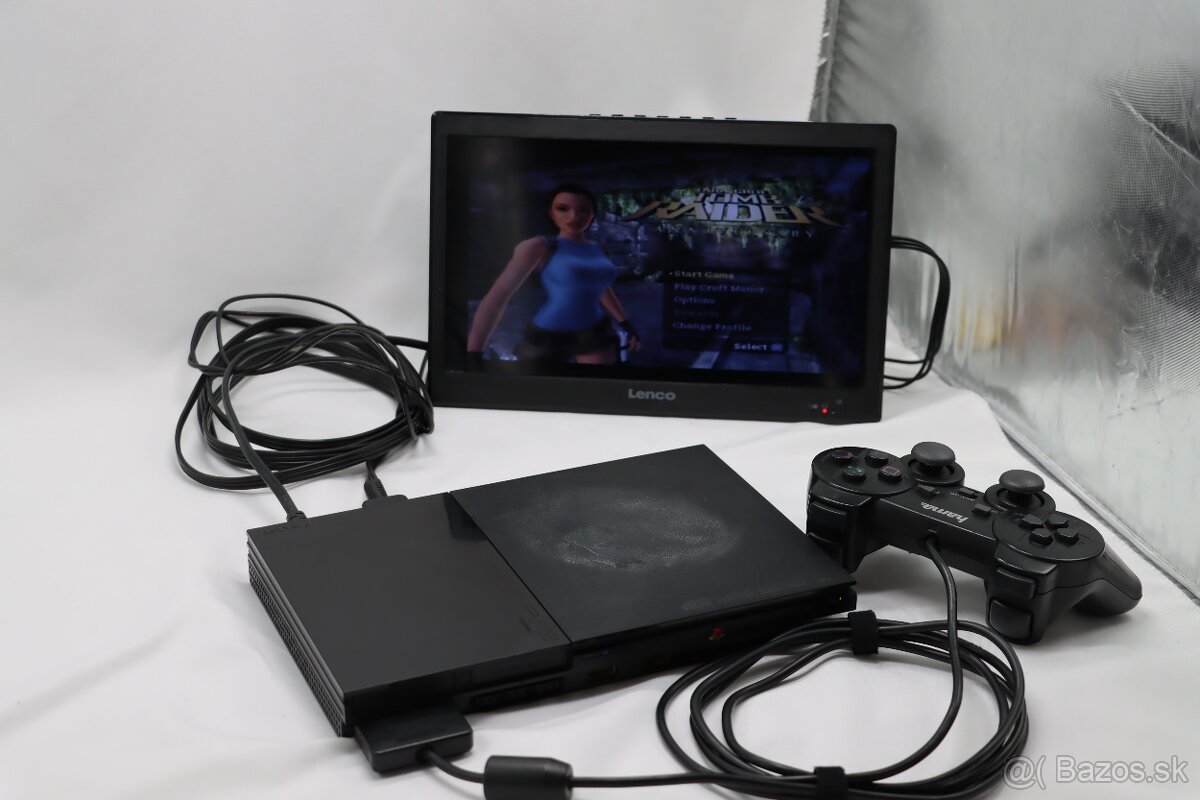 PS2 Slim 90004 + Hama ovládač, káble, OK